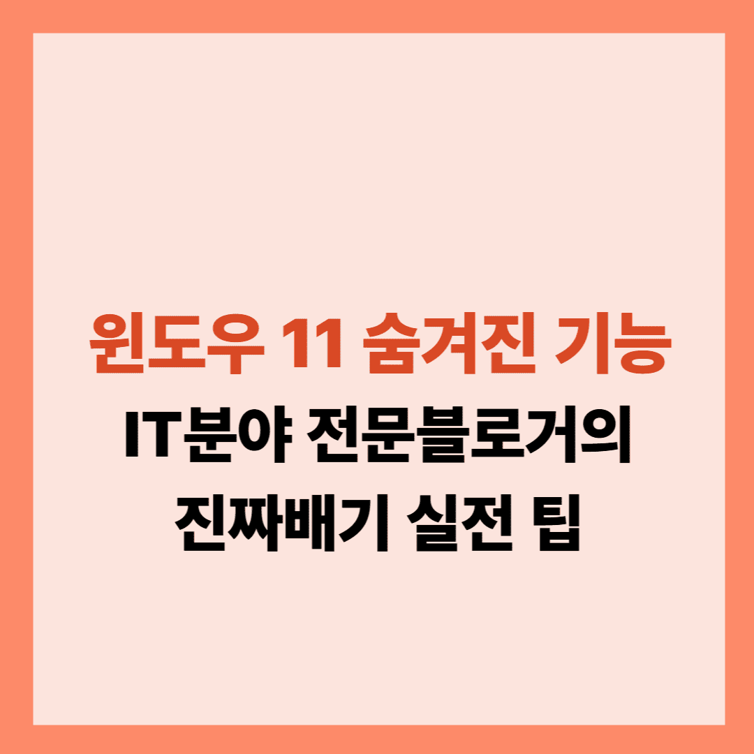 윈도우 11 숨겨진 기능 설명글입니다